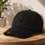 Black Cat Embroidered Dad Hat, Premium Cotton Baseball Cap - Image 9