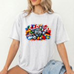 2026 World Cup Graphic T-Shirt – Colorful Soccer Flags Design