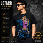 Jotaro Kujo Shirt, JoJo Anime Tee, Stardust Crusaders Graphic T-Shirt, Retro Japanese Manga Streetwear, Anime Fan Gift