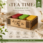 Laser Cut Wooden Tea Holder Bundle | Tea Bag Organizer SVG Files | Glowforge & CNC Wood Craft Template