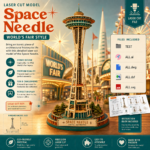 3D Wooden Space Needle Model | Seattle Landmark Architecture Puzzle | Large DIY Building Craft Kit | Desk Decor Gift for Architect