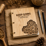 Wood Notebook Gift, Handmade Wooden Journal, Refillable Planner Cover, Rustic Minimalist Notebook, Gift for Writer Artist