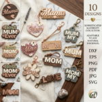 Mother’s Day Keychains SVG Bundle | Laser Cut Keychain Files | Gift for Mom Templates | Glowforge Cricut CNC Instant Download
