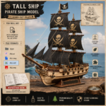 Pirate Ship Laser Cut File svg dxf ai dwg | 3D Wooden Tall Ship Model Vector | Glowforge Files | DIY Puzzle Plan for CNC (Digital Download)