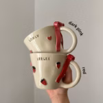 Personalised bow mug, write whatever you want! handmade custom ceramic cup, sippy cups, minimal classy pottery, customisable text, coquette