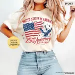 Comfort Colors® America 250th Anniversary Shirt, Patriotic Eagle Tee, Distressed 4th Of July Shirt, American Flag Shirt, Patriotic Gifts