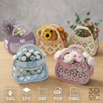 Floral Purse Basket Laser Cut Files Bundle