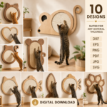 Cat Scratching Boards Laser Cut Bundle, SVG DXF PDF Files, Cricut Glowforge Templates, DIY Cat Furniture Download