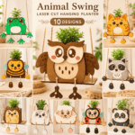 Laser Cut Swing Planter SVG Bundle, Wooden Hanging Plant Pot Files, Glowforge Cricut DIY Decor