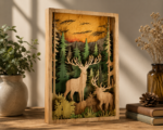 Rustic Deer Forest Layered Wood Wall Art, Handmade Woodland Shadow Box, Cabin Lodge Decor, Nature Lover Gift, Hunting Gift for Dad - Image 2