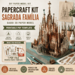 PaperCraft kit Sagrada Família Gaudi 3d paper model crafting PDF plans DIY template