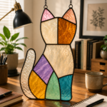Cat Stained Glass Pattern SVG PNG PDF, Tiffany Style Cat Suncatcher Template, Printable Glass Art Pattern, DIY Handmade Window Hanging - Image 2