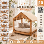 Pet Bed and House Laser Cut Bundle SVG | CNC Wooden Pet House Plans | Glowforge Cricut DXF Files