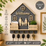 Key Organizer Laser Cut File Bundle | Personalized Family Key Hanger SVG | - Image 5