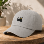 Black Cat Embroidered Dad Hat, Premium Cotton Baseball Cap - Image 7
