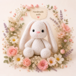 Crochet Bunny Plush, Floral Amigurumi Rabbit, Handmade Cute Toy Option 2: - Image 2