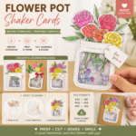 DIY Mother’s Day Flower Pot Shaker Card SVG – Floral Laser Cut Design, Handmade Mom Gift File