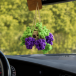 Grape Basket Car Hanging Crochet Pattern PDF, Rearview Mirror Charm, Fruit Car Decor, Amigurumi Car Accessory - Image 4