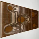 Optical Illusion Wood Art | Oversized Wave Panels | Mid Century Boho Decor | Abstract Gravity Wall Art | - Image 7