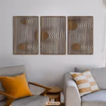 Optical Illusion Wood Art | Oversized Wave Panels | Mid Century Boho Decor | Abstract Gravity Wall Art | - Image 4