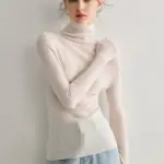 Merino Wool Turtleneck Top, Biella Yarn Wool Baselayer, 100% Worsted Merino Knit, Soft Slim Fit Layering Top for Women - Image 2