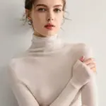 Merino Wool Turtleneck Top, Biella Yarn Wool Baselayer, 100% Worsted Merino Knit, Soft Slim Fit Layering Top for Women - Image 3