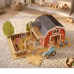 Wooden Farm Playset, Montessori Barn with Animals, Toddler Educational Toy, Birthday Gift - Image 3