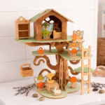 Wooden Fairy Treehouse Toy Set - Montessori Waldorf Educational Toy - Eco-Friendly Kids Gift