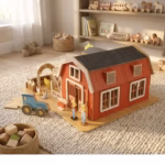 Wooden Farm Playset, Montessori Barn with Animals, Toddler Educational Toy, Birthday Gift - Image 2