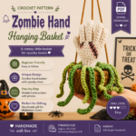 Zombie Hand Hanging Basket Crochet Pattern PDF, Halloween Crochet Decor, Spooky Amigurumi Plant, Gothic Home Decor