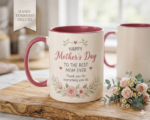 Mother’s Day Mug Gift for Mom, Happy Mother’s Day Coffee Mug, Best Mom Ever Floral Cup, Cute Gift for Her, Mom Gift Idea