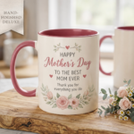 Mother’s Day Mug Gift for Mom, Happy Mother’s Day Coffee Mug, Best Mom Ever Floral Cup, Cute Gift for Her, Mom Gift Idea