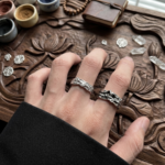 Vintage Silver Wave Ring for Women Men – Luxe Jewelry Adjustable Open Band Ring, Punk Gothic Statement Ring, Korean Style Minimalist Jewelry, Unisex Fashion Gift for Her Him