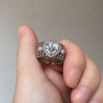 Vintage Heart Pearl Ring for Women – Luxe Jewelry Adjustable Open Band Ring, Romantic Rhinestone Heart Ring, Korean Style Statement Jewelry, Dainty Gift for Her