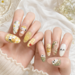 Cute Yellow Gingham Press On Nails, Handmade Cartoon Inspired Nail Set, Lemon Daisy Cottagecore Nails, Summer Kawaii Glue On Nails