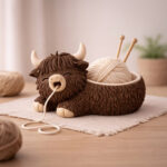 Yarn Buddy Highland Cow STL File, Cute Crochet Yarn Holder, Knitting Organizer, 3D Print Digital Download - Image 3