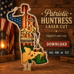 Female Soldier American Flag SVG 3D Layered Silhouette, Patriotic Women Veteran Cut File