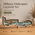 Drone SVG 3D Layered Silhouette, Quadcopter Flight Cut File, Laser Cut 6 Layer Military