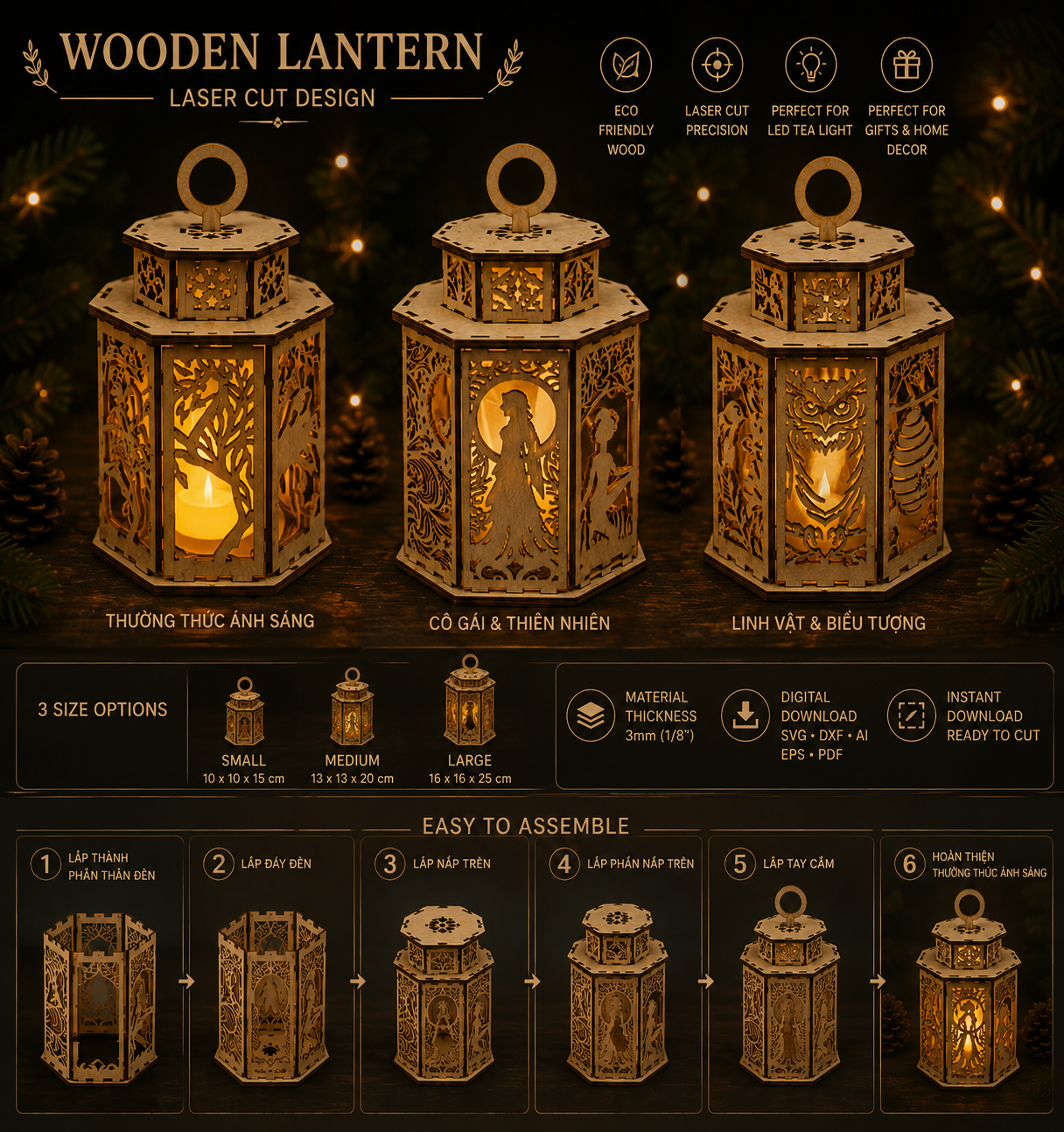 03d78726-afa9-4da7-99cc-a0976903c0db 3x Wild Life Lantern - Image 1