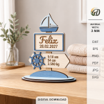 3D Baby Stats Stand Decor Laser Cut Bundle, Newborn Birth Details SVG, Baby Keepsake CNC Template, DXF PDF EPS - Image 10