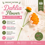 Dahlia Flower Crochet Pattern PDF, Realistic Crochet Flower, Floral Bouquet, Botanical Home Decor Gift