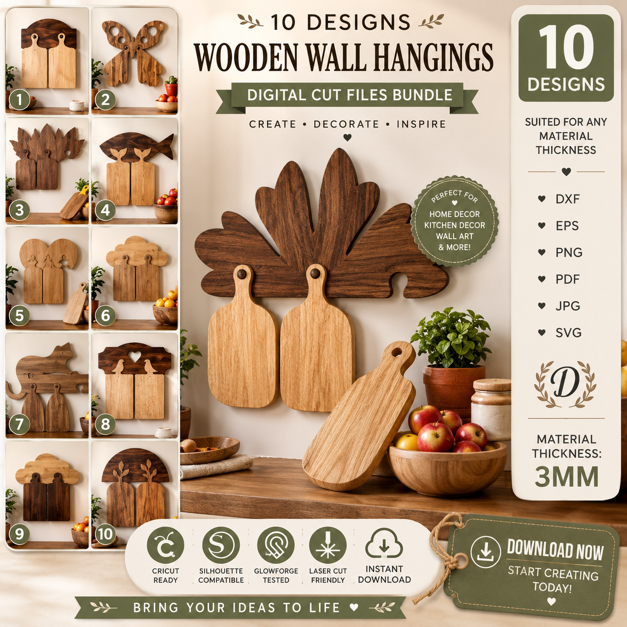 06a3c7b6-f496-4d6d-b12e-38f849b1e6c6 Cutting Boards with Holders Laser Cut Bundle SVG | Wooden Kitchen Board CNC Files | Glowforge xTool Cricut Templates - Image 1