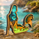 Mermaid SVG 3D Layered Silhouette, Ocean Fantasy Cut File, Glowforge Laser Cut 6 Layer - Image 3