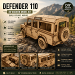 Defender 110 Wooden Model Kit | 3D Laser Cut SUV Puzzle | DIY Off-Road Vehicle | Digital SVG DXF PDF AI EPS Files - Image 2