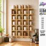 Wall Mug Holders Laser Cut Bundle, Coffee Mug Rack SVG, Kitchen Cup Organizer CNC Template, DXF PDF EPS Files - Image 14