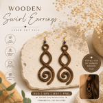 Boho Swirl Wooden Earrings SVG | Laser Cut Earrings Template | Jewelry SVG Files | DXF EPS PNG Download