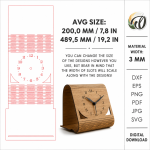 Table Clock Laser Cut, Wooden Desk Clock SVG, CNC Clock Template, Home Decor DXF PDF EPS Files - Image 2