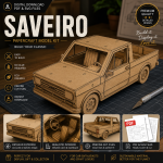 Fiat 147 Pickup Papercraft Template SVG PDF | Cardboard Truck Model Kit | DIY Paper Vehicle | Instant Download Laser Cut Files