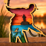 Fisherman SVG, 3D Layered Fish, Fishing Scene File, 6 Layered Design - Image 4