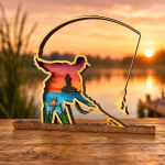 Fisherman SVG, 3D Layered Fish, Fishing Scene File, 6 Layered Design - Image 2